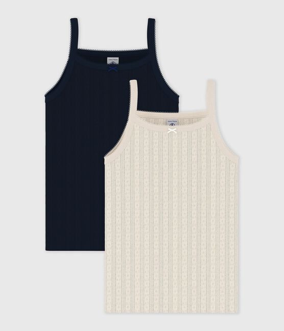 Juego de camisetas de tirantes infantiles lisas de algodón calado variante 1