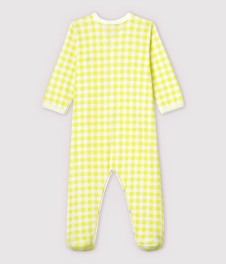 Pijama enterizo de vichy amarillo de algod&oacute;n de beb&eacute; blanco/amarillo