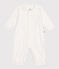 Mono saco de algodón con cuello con corazoncitos para bebé blanco MARSHMALLOW/blanco MULTICO