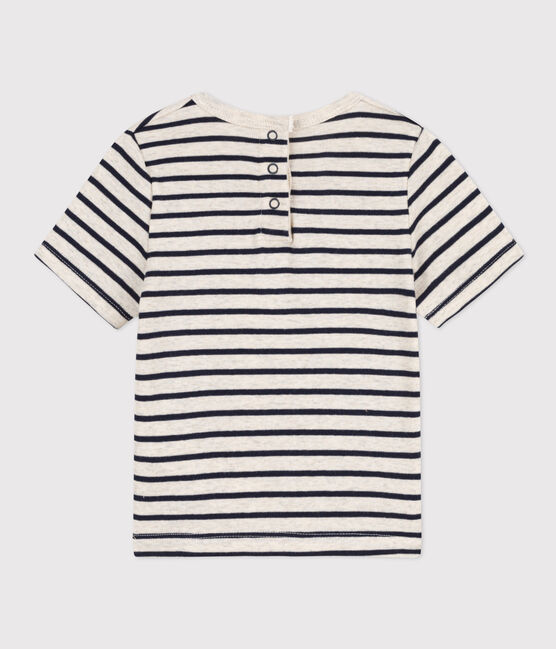 Camiseta de manga corta de algodón a rayas para bebé beige MONTELIMAR/azul SMOKING