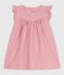 Vestido liso de algodón sin mangas con detalles bordados en el cuello para bebé rosa CHARME