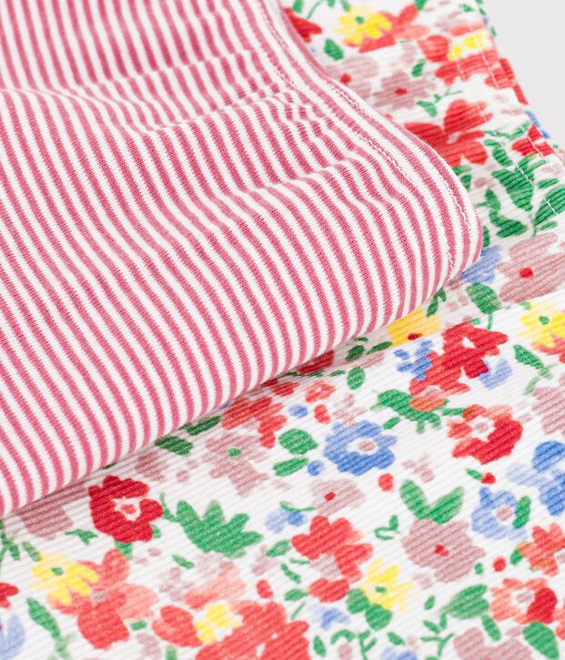 Juego de culottes infantiles largos de algod&oacute;n con flores multicolor
