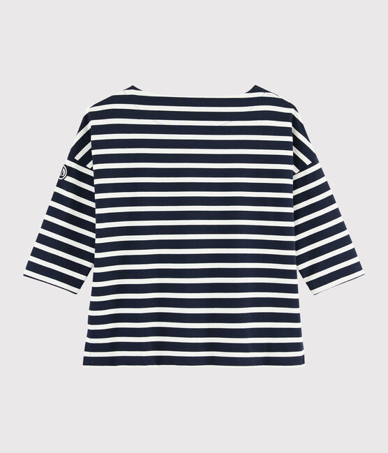 Jersey marinero de algodón de mujer azul SMOKING/blanco MARSHMALLOW