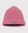 Gorro de punto tricotado con forro polar para beb&eacute; rosa