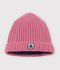 Gorro de punto tricotado con forro polar para beb&eacute; rosa