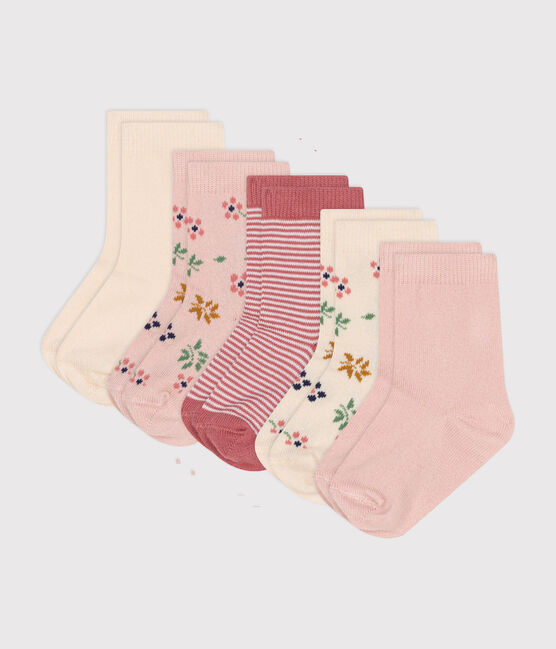 5 pares de calcetines de algodón con flores para bebé variante 1