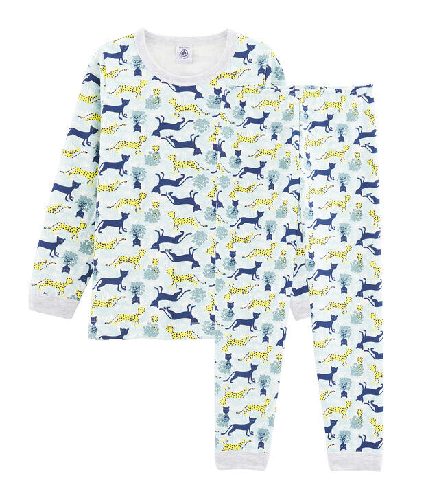 Pijama de mulet&oacute;n para ni&ntilde;o blanco/multicolor