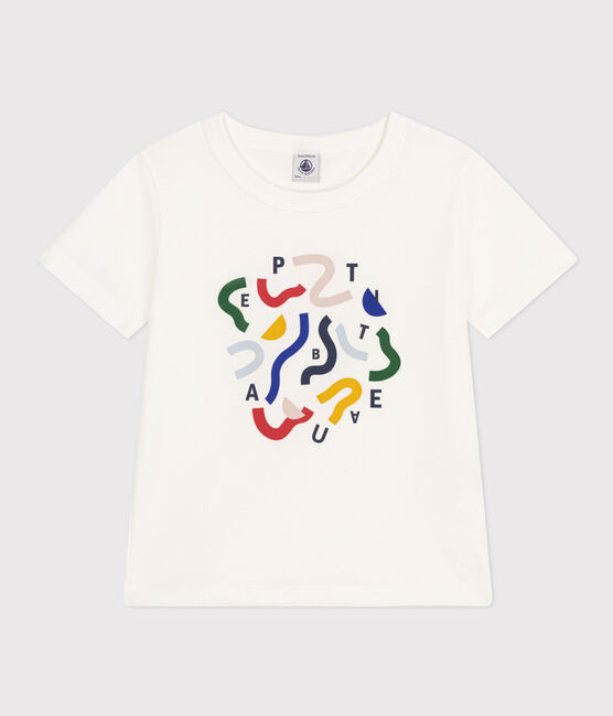 Camiseta estampada de jersey ligero para niño blanco MARSHMALLOW