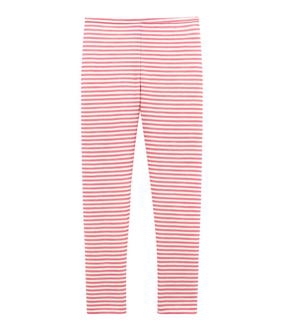 Legging para niña en lana y algodón rosa CHEEK/blanco MARSHMALLOW