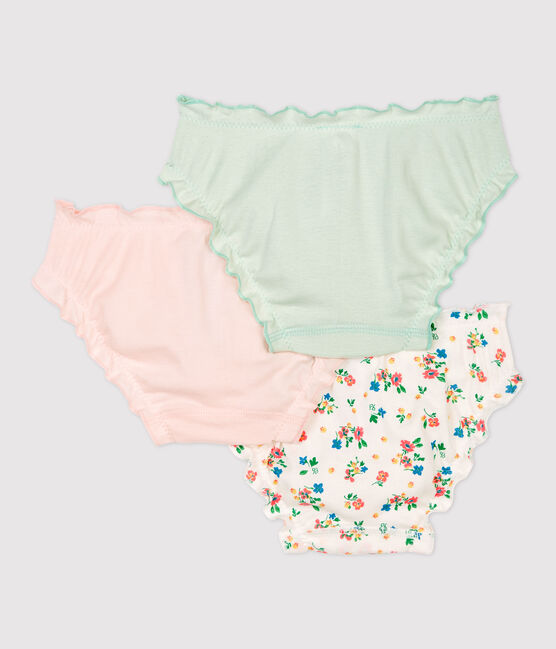 Juego de 3 braguitas con volantes y estampado floral de niña de algodón orgánico variante 1