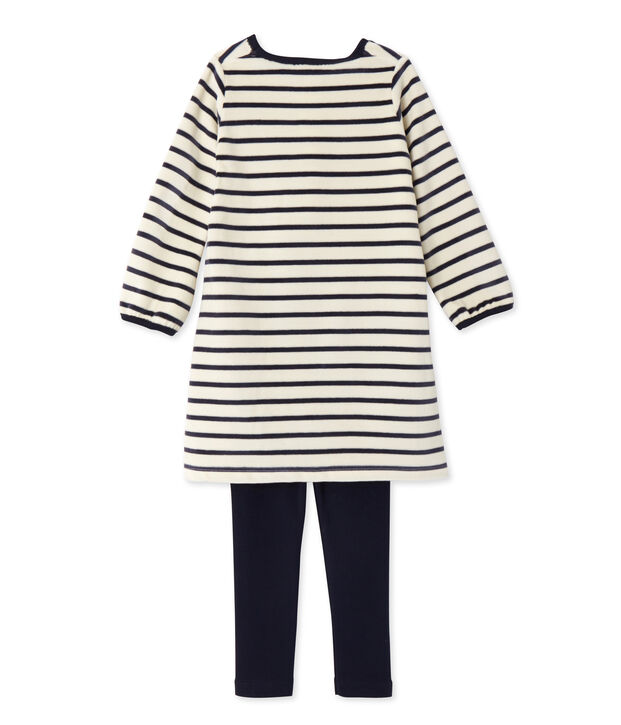 Chemise de nuit fille &agrave; bouclette velours blanco/azul