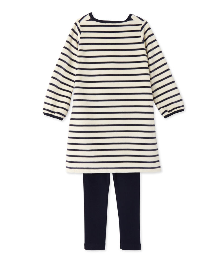 Chemise de nuit fille &agrave; bouclette velours blanco/azul