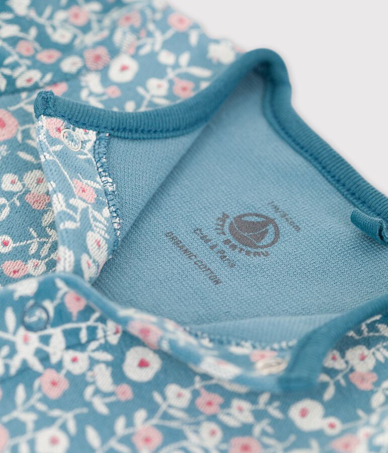 Pelele estampado de terciopelo org&aacute;nico para beb&eacute; verde/blanco