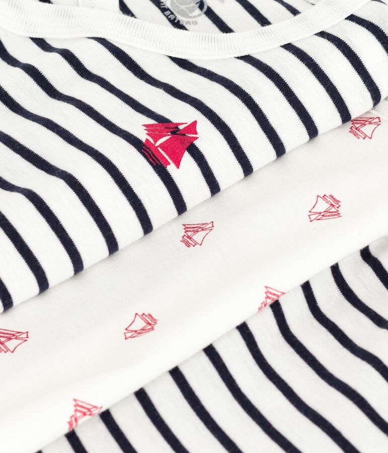 Conjunto de 3 piezas con marinera y body con estampado de barcos para beb&eacute; blanco/azul