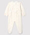 Pijama enterizo de pequeños lunares de colores de bebé niña en terciopelo blanco MARSHMALLOW/blanco MULTICO