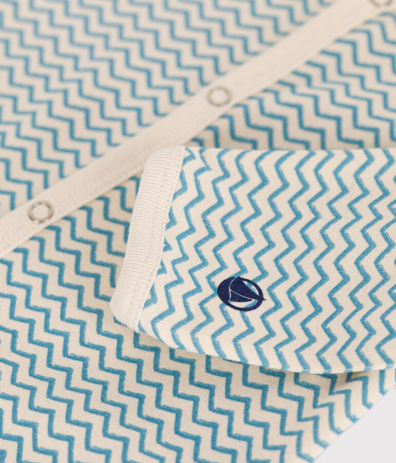 Pijama sin pies de algod&oacute;n estampado para beb&eacute; crudo/azul