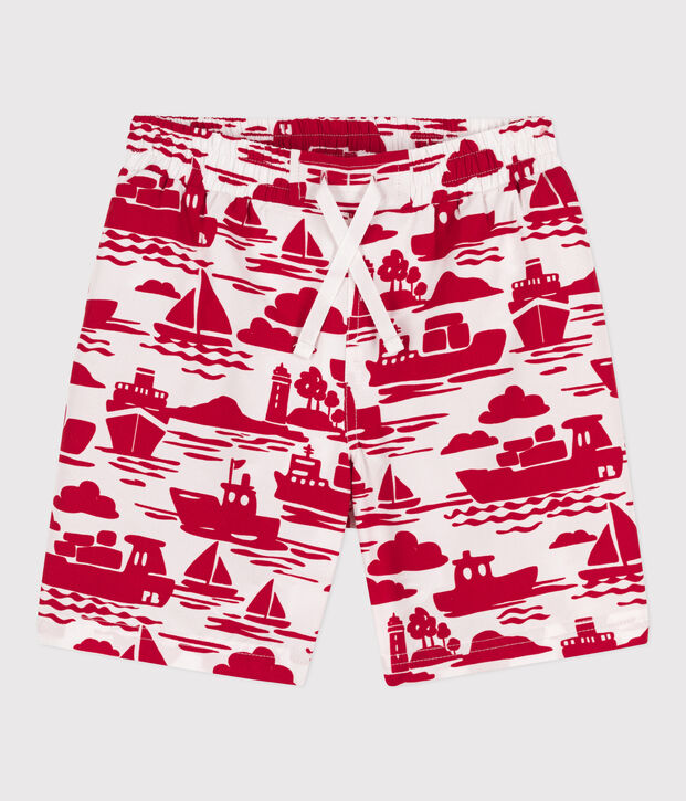 Ba&ntilde;ador reciclado estampado para ni&ntilde;o crudo/rojo