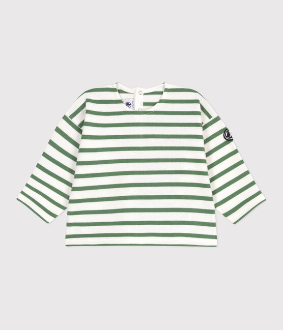 Camiseta marinera bebé en algodón grueso verde MARSHMALLOW/ PALMERAIE