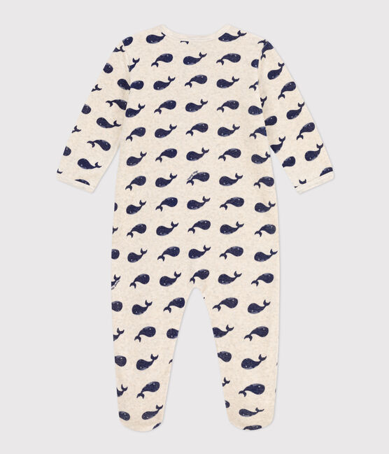 Pelele de terciopelo con ballenas marinas beige MONTELIMAR/azul MEDIEVAL