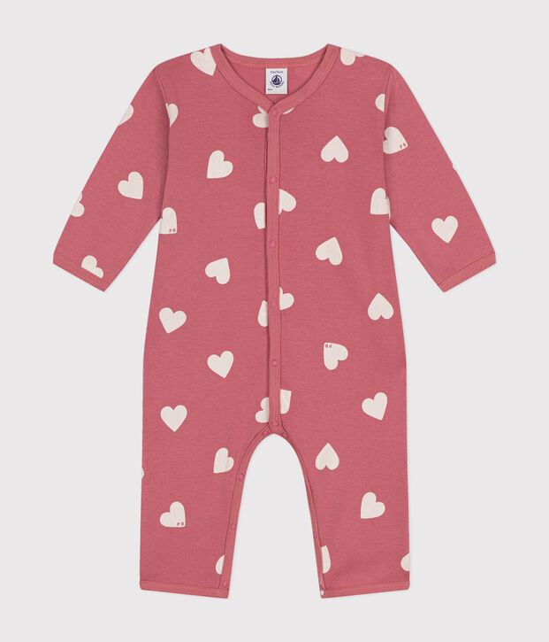 Pijama sin pies de algod&oacute;n estampado para beb&eacute; rosa/blanco