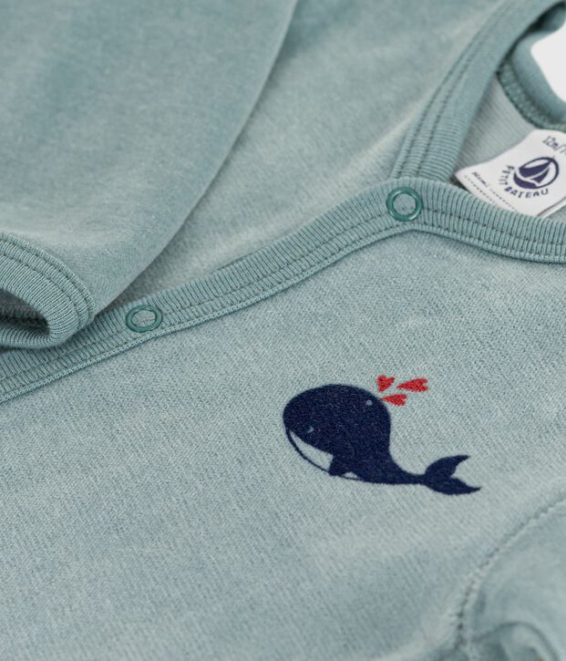 Pijama de terciopelo liso para beb&eacute; azul