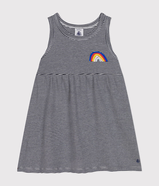 Vestido sin mangas de algodón a rayas para bebé azul SMOKING/blanco MARSHMALLOW