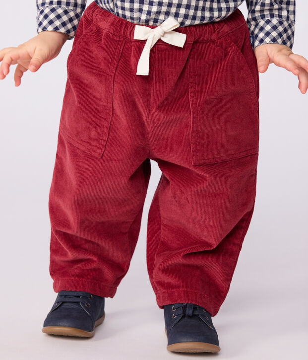 Pantal&oacute;n de pana lisa para beb&eacute; rojo