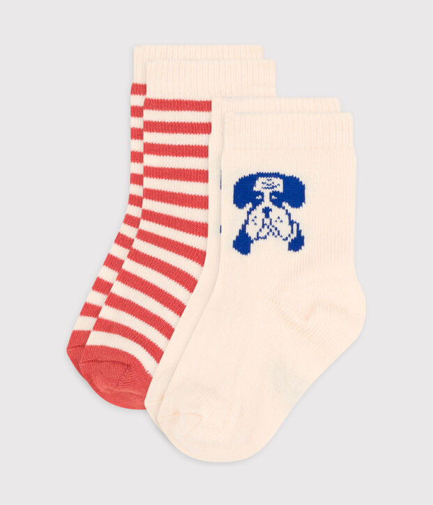 Juego de 2 pares de calcetines con perro para beb&eacute; multicolor