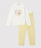 Pijama con flores de niña de rizo cepillado amarillo OCRE/blanco MARSHMALLOW