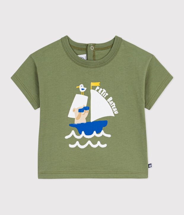 Camiseta de algod&oacute;n de manga corta con motivo de gaviota para beb&eacute; OLIVINE