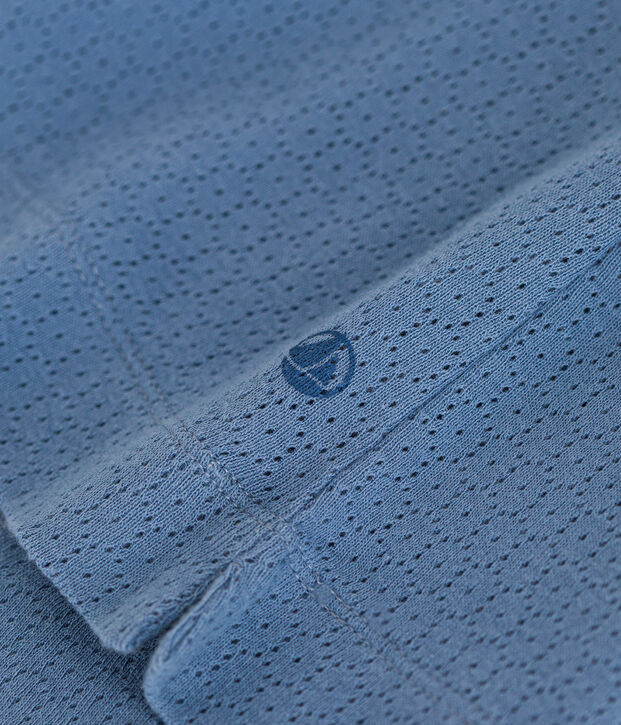 Camis&oacute;n infantil liso de algod&oacute;n calado azul