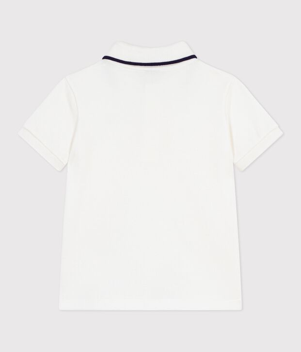 Polo infantil de algod&oacute;n de manga corta blanco
