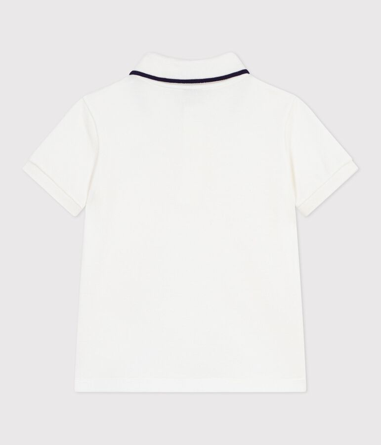 Polo infantil de algod&oacute;n de manga corta blanco