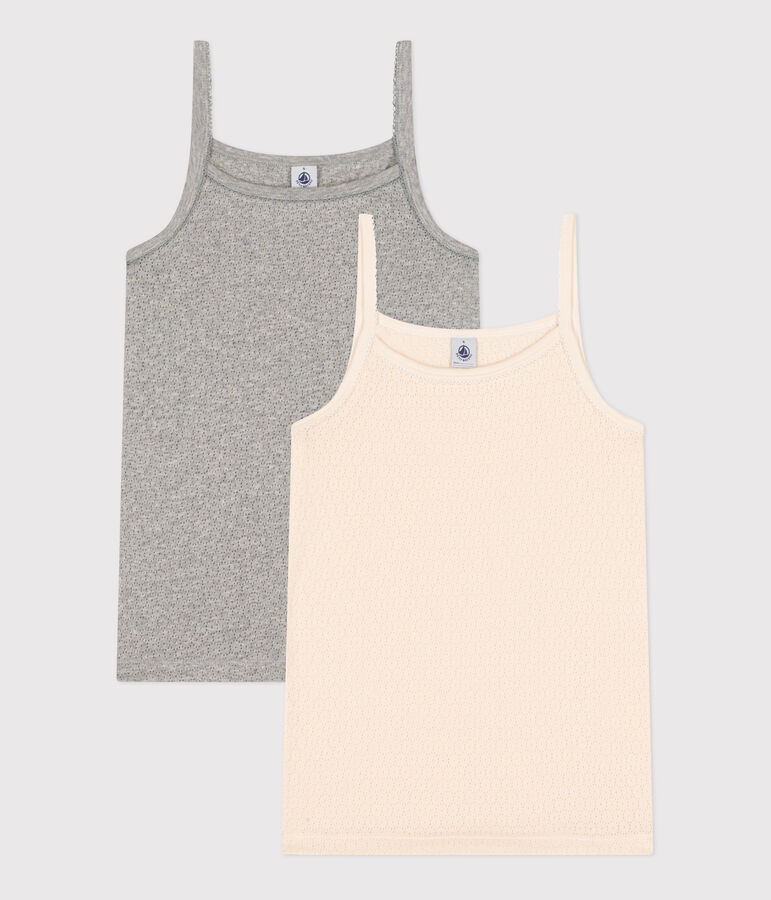 Juego de 2 camisetas de tirantes de algod&oacute;n calado para mujer variante 1