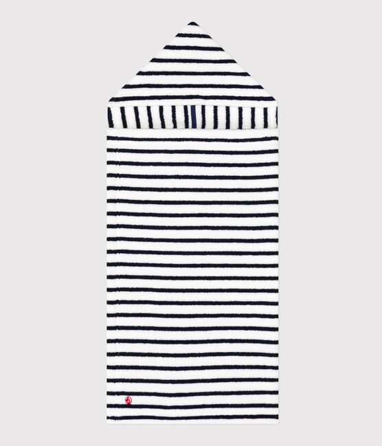 Capa de baño de rizo a rayas para bebé blanco LAIT/azul MEDIEVAL