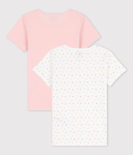 Juego de 2 camisetas de manga corta con estrellitas se algodón orgánico de niña variante 1