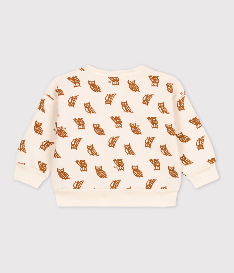 Sudadera de algod&oacute;n con estampado de b&uacute;hos de beb&eacute; crudo/marron
