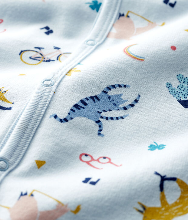 Pelele de mulet&oacute;n con estampado de animales para beb&eacute; azul/multicolor