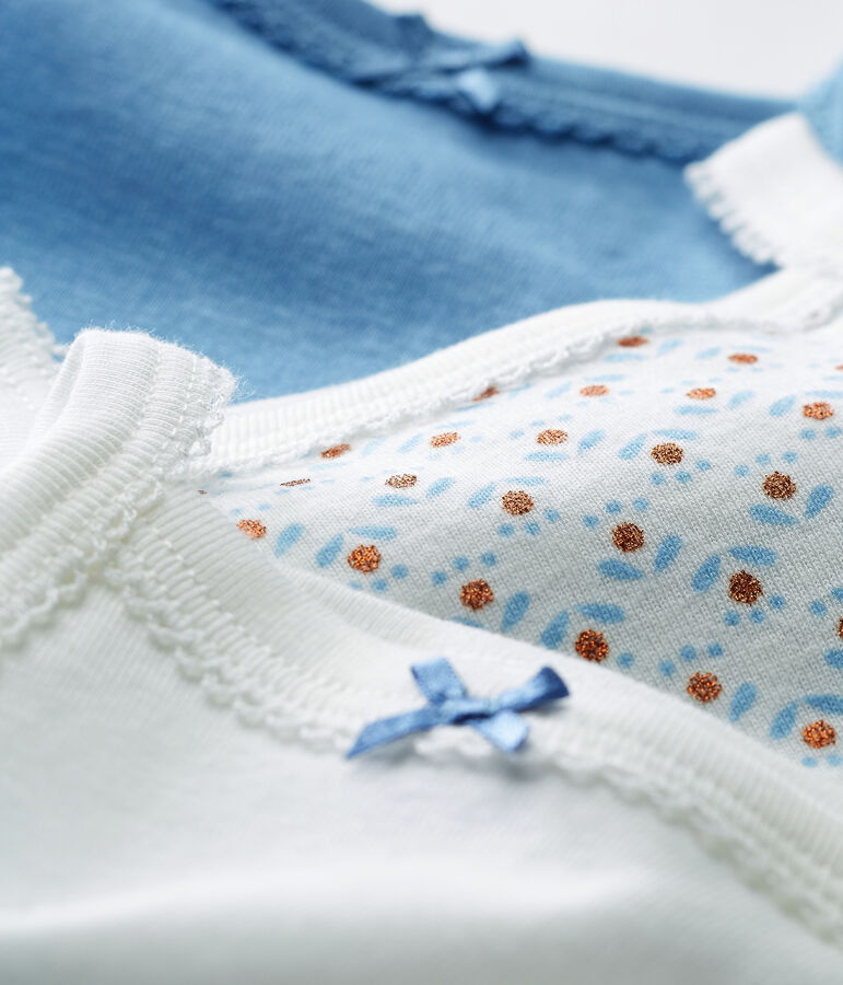 Lote de 3 bodis con tirantes para beb&eacute; ni&ntilde;a multicolor