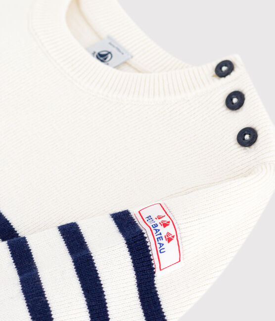 Jersey infantil de lana y algodón a rayas azul MARSHMALLOW/ SOIR