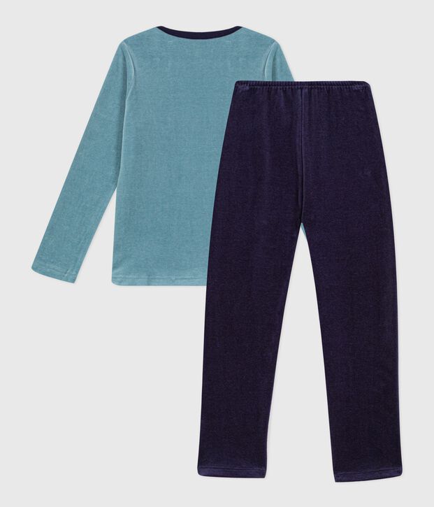 Pijama infantil de terciopelo azul/azul