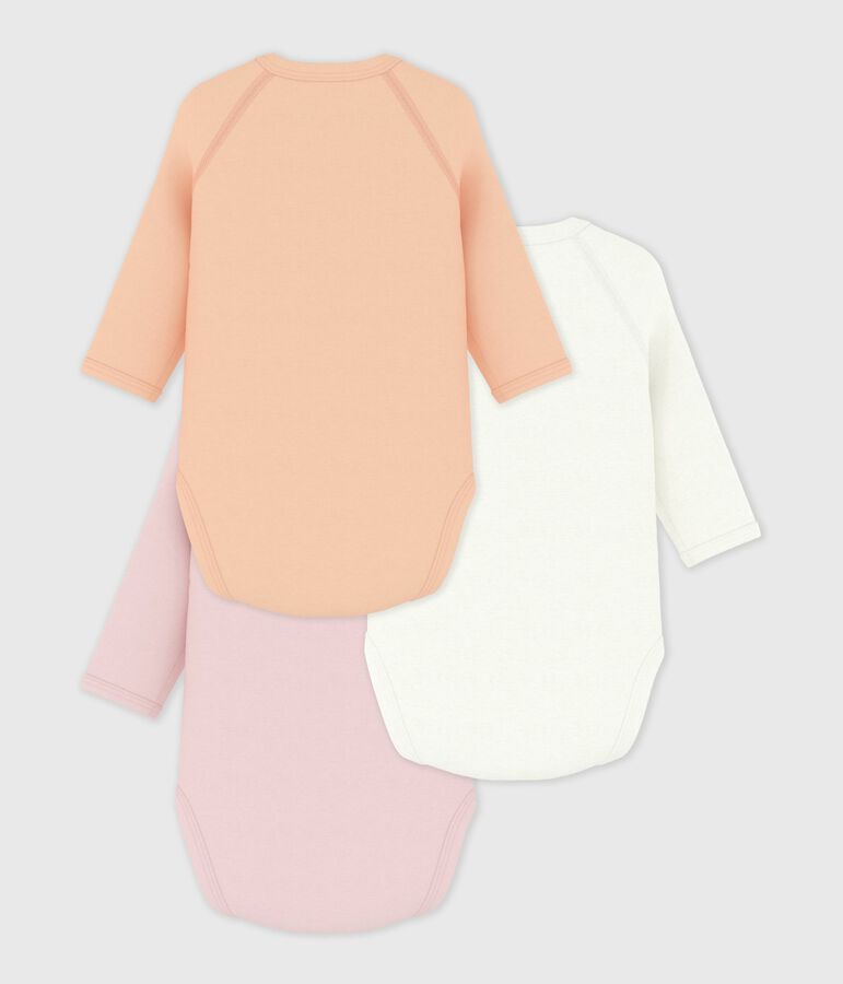 Juego de bodies cruzados y estampados de manga larga de algod&oacute;n para beb&eacute; multicolor