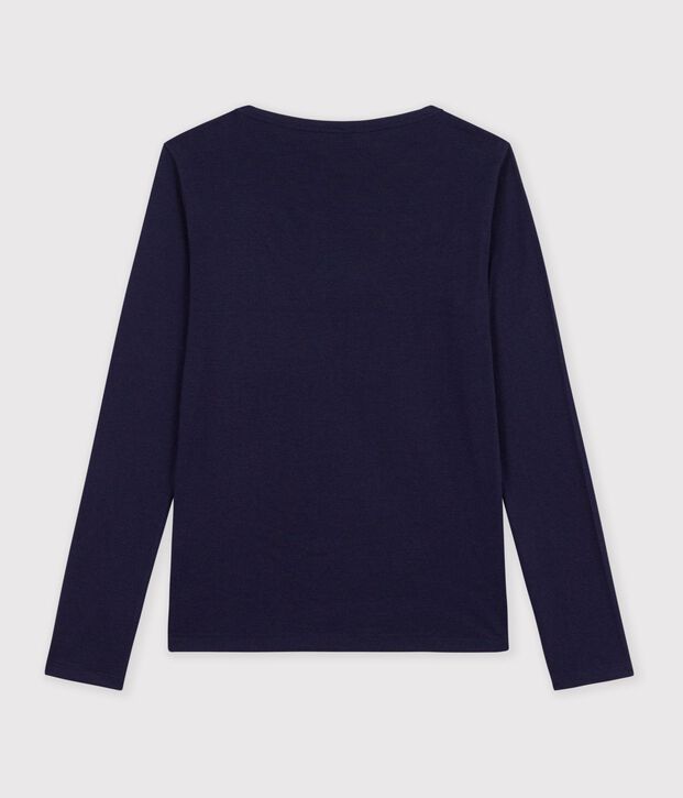 Camiseta de manga larga de algod&oacute;n con cuello almirante para mujer SMOKING