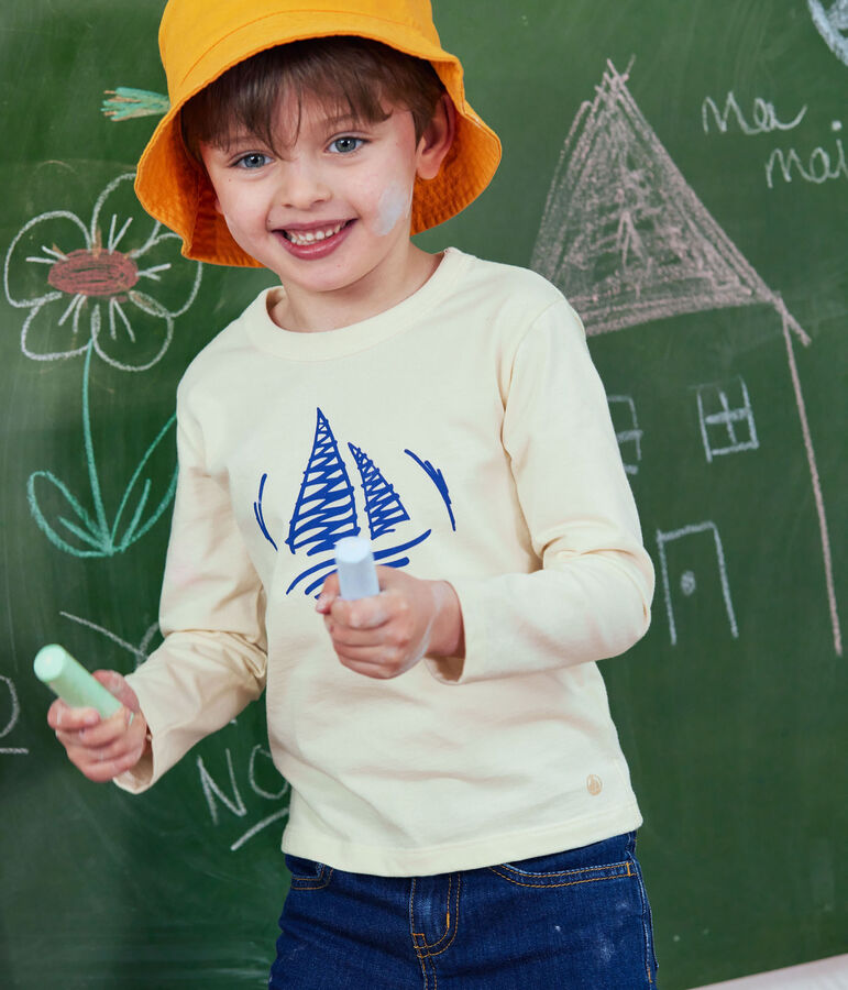 Camiseta de algod&oacute;n de manga larga de ni&ntilde;a/ni&ntilde;o crudo/multicolor
