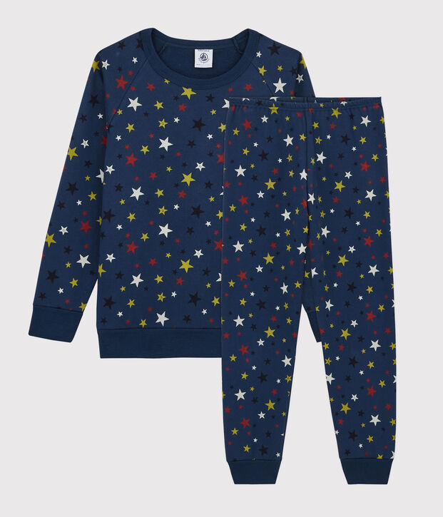 Pijama infantil con estrellas de felpa azul/multicolor