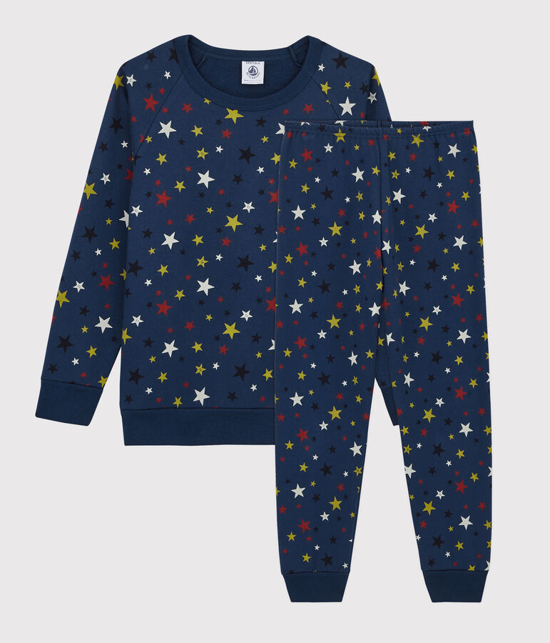 Pijama infantil con estrellas de felpa azul MEDIEVAL/blanco MULTICO