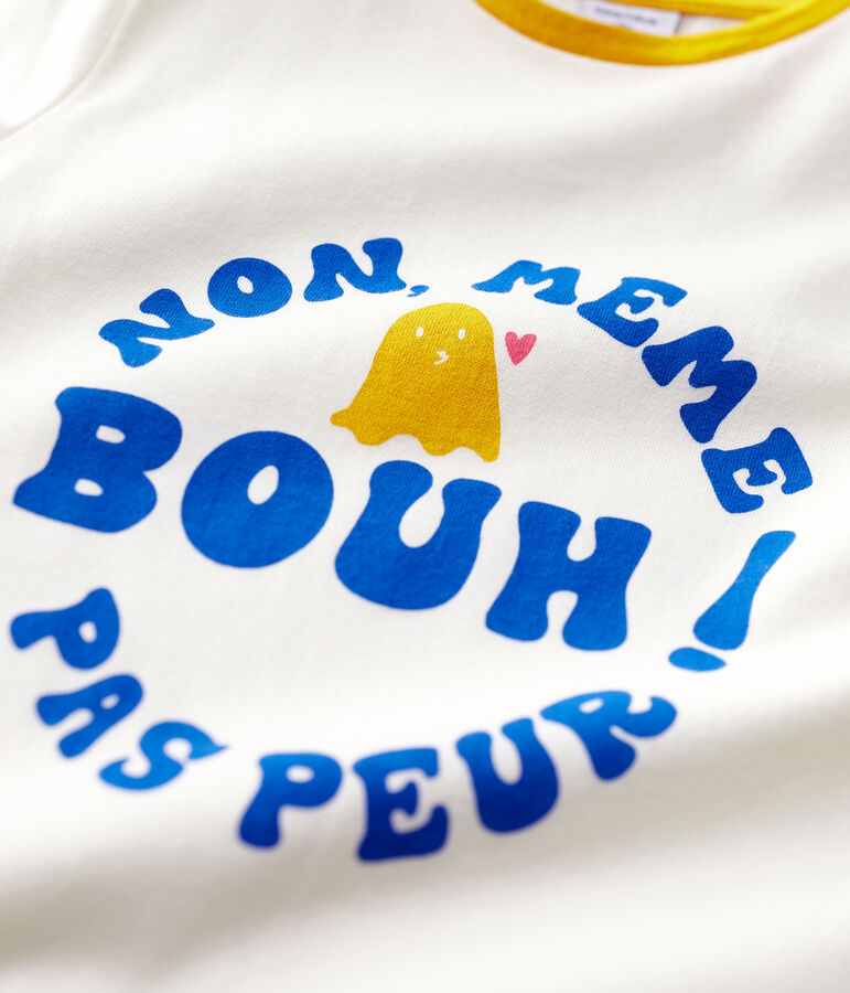 Camiseta de manga corta de algod&oacute;n de ni&ntilde;a blanco MARSHMALLOW