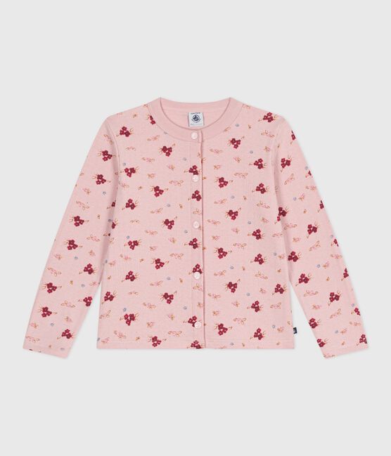 Cárdigan infantil de algodón estampado rosa JOLI/blanco MULTICO
