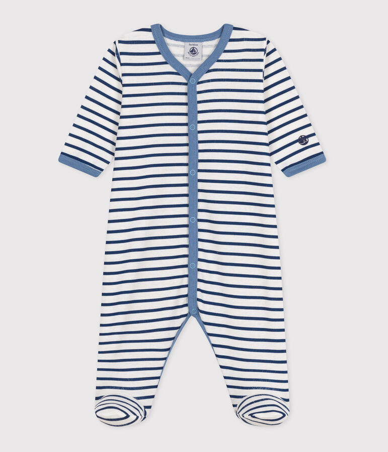 Pijama de algod&oacute;n a rayas para beb&eacute; blanco ECUME/ INCOGNITO/ MULTICO