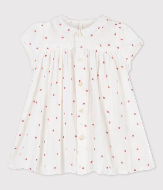 Vestido de manga corta de gasa de algodón ecológico para bebé blanco MARSHMALLOW/rojo OMBRIE